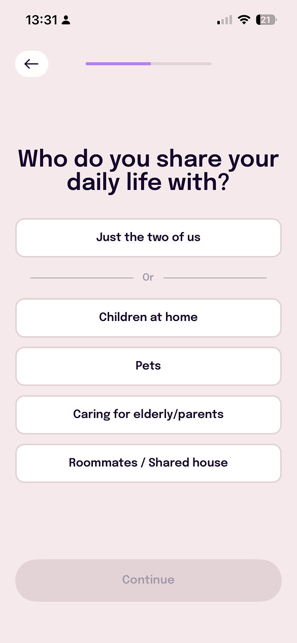 Question: Who do you share your daily life with?