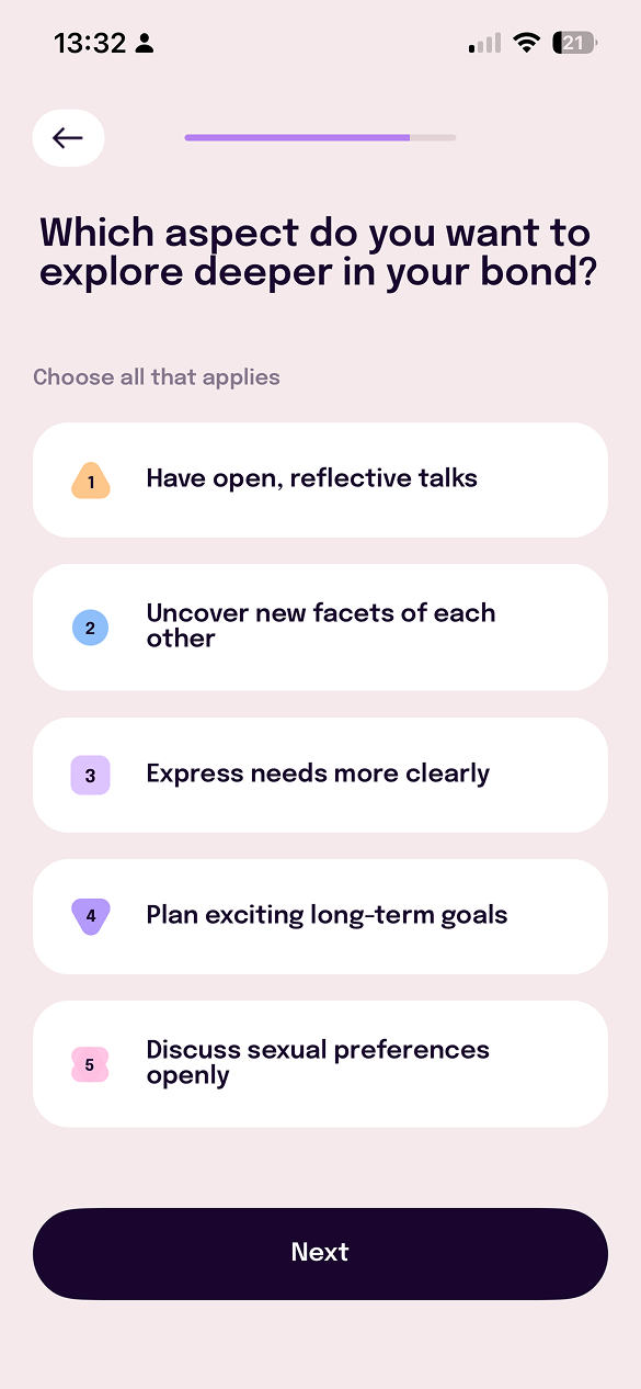 Question: Which aspect do you want to explore deeper in your bond?