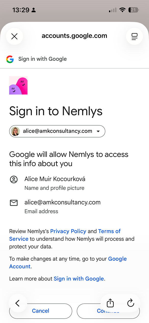 Sign in with Google