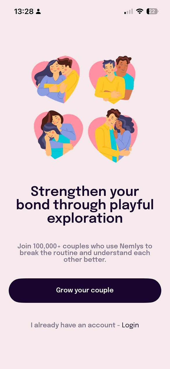 Everlove welcome screen: Strengthen your bond through playful exploration