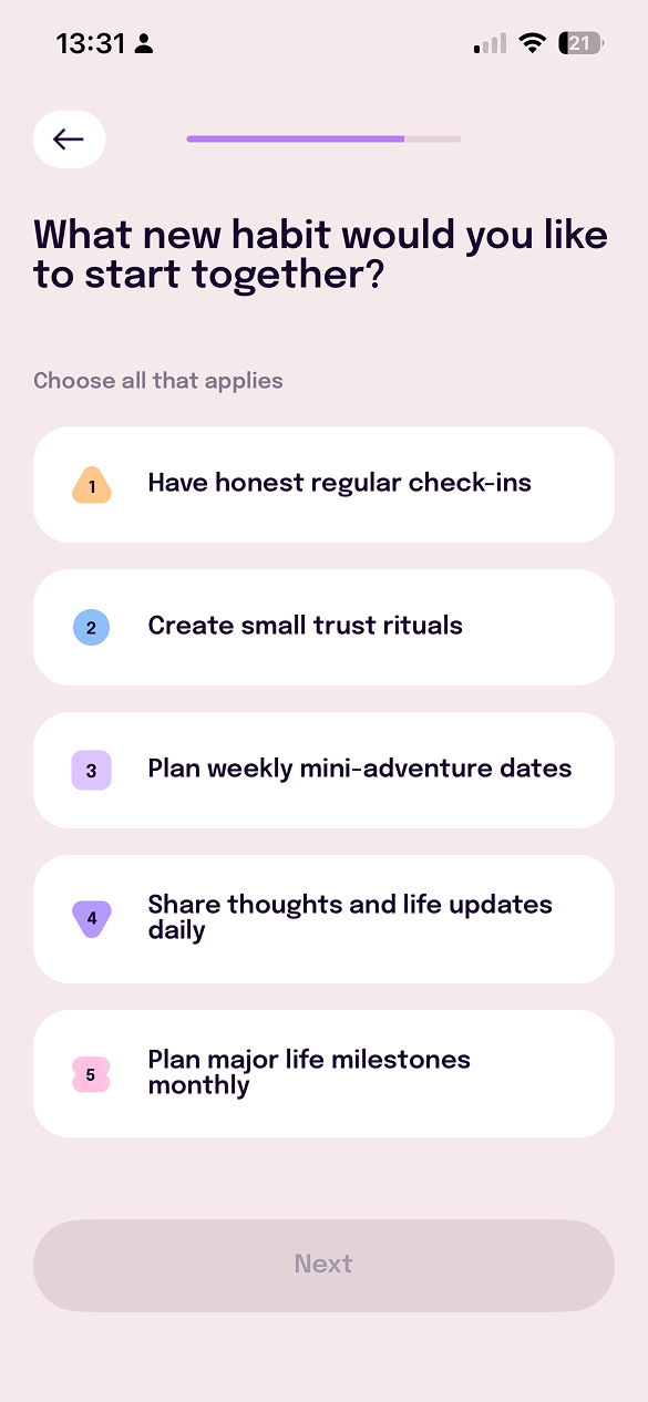 Question: What new habit would you like to start together?