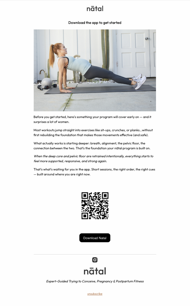 Winback email 1 for postpartum app